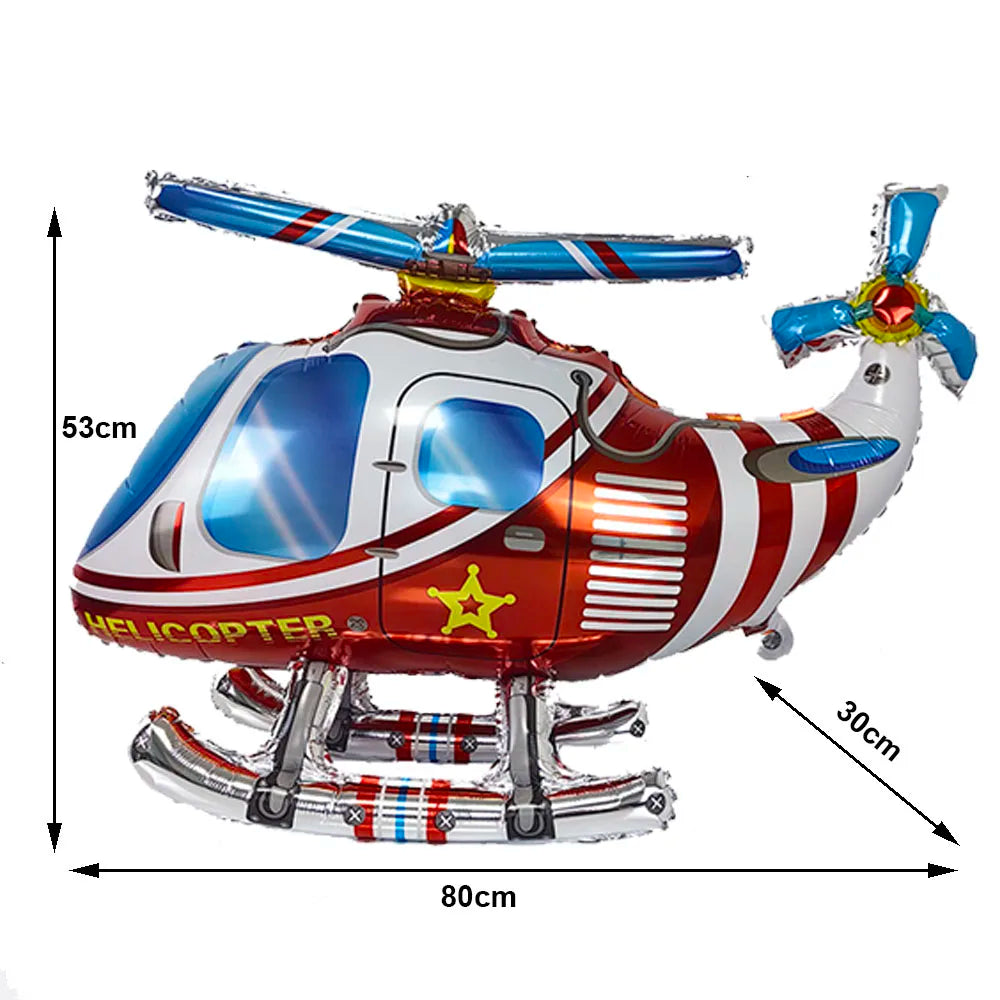 4D Helicopter Foil Balloon – Birthday Party Decoration Foil Party Balloon Babs Red As pictures show