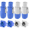 PowerCon 3-Pin Panel Mount Connector AC 250V 20A | 8-Pack Power Cable Connector Babs Blue White