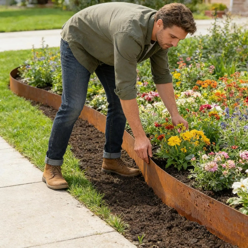 Tall Metal Steel Garden Border Lawn Edging – Weather Resistant Garden Lawn Edging Babs