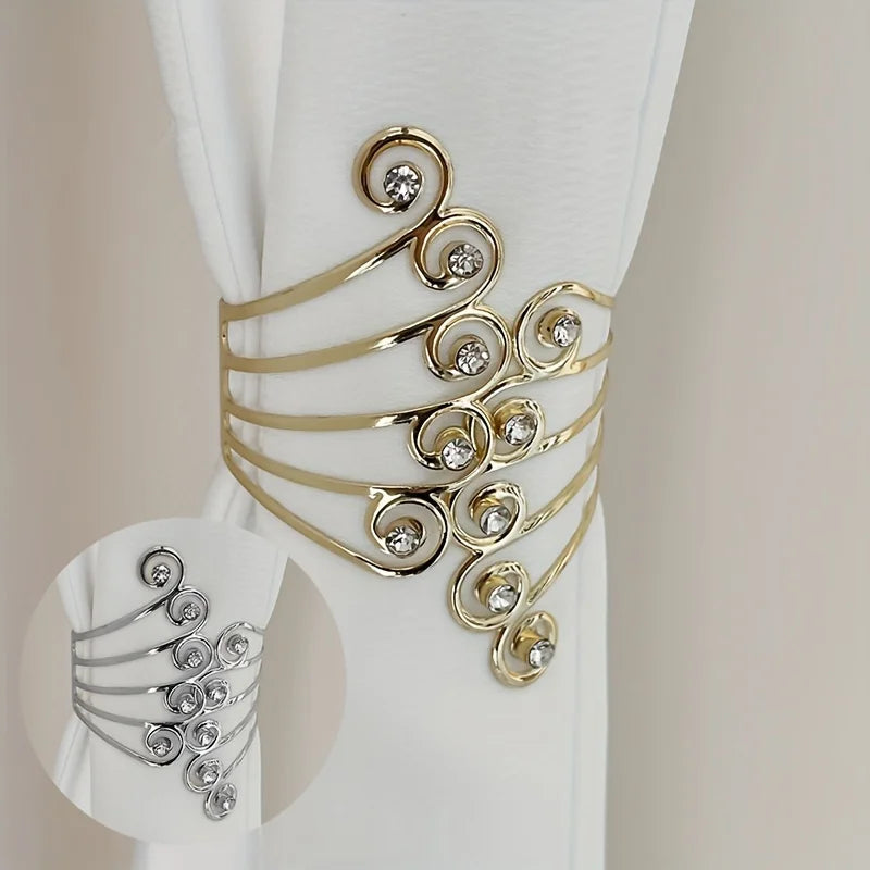 Rhinestone Alloy Curtain Buckles – Elegant Tie Backs, Set of 2 Curtain Tie Backs Babs