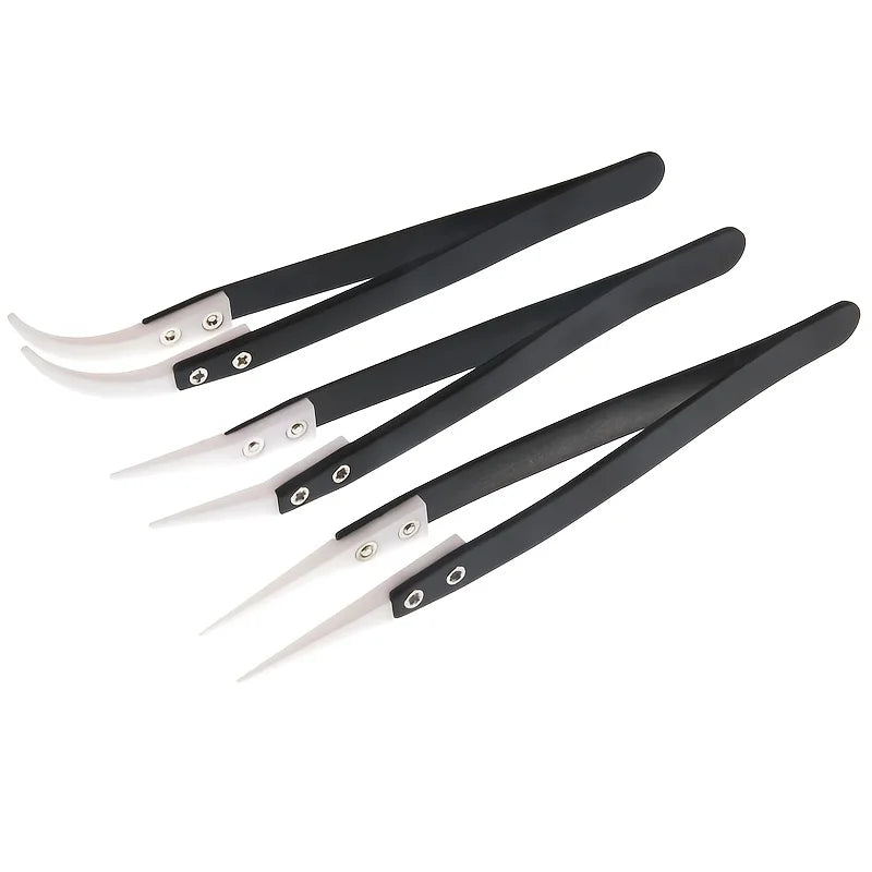 Anti-Static Ceramic Tweezers – Heat Resistant, Curved & Straight Tip Precision Tweezers Babs