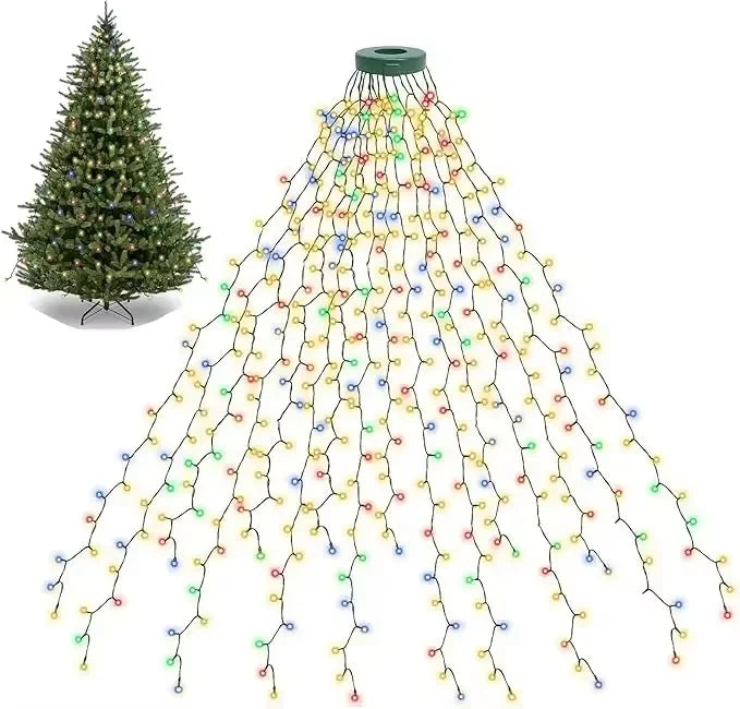 LED Waterfall Christmas Tree Lights 1.5M–3M Outdoor Waterproof Christmas Tree Lights Babs Colorful Lights 2000MM 280LED