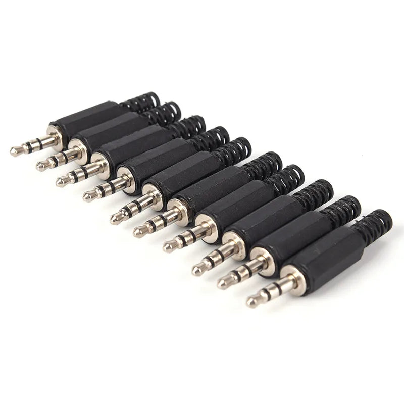 5-Pack 3.5mm Male Audio Plug Jack Stereo Connector – 4-Section Audio Connector Plug Babs