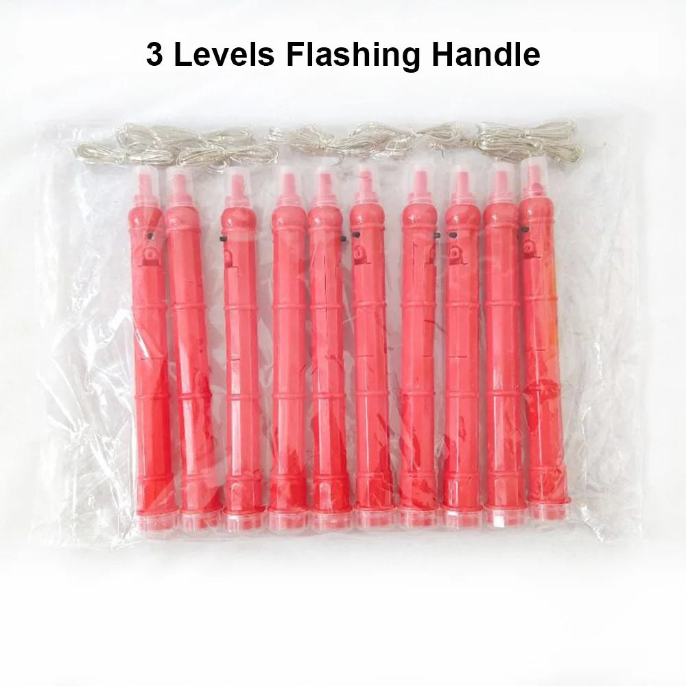 10pcs LED Bobo Balloon Handles – 3-Level Flash & 3M Light String Balloon LED Handle Set Babs Red As pictures show