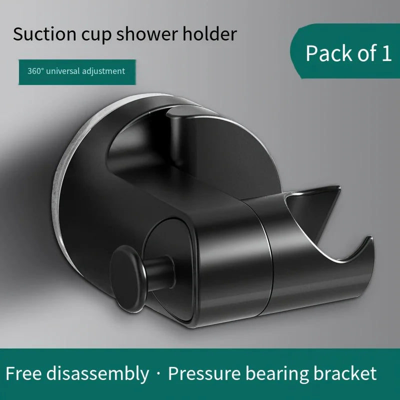 No-Drill Shower Head Bracket | Adjustable Suction Cup Shower Head Bracket Babs black