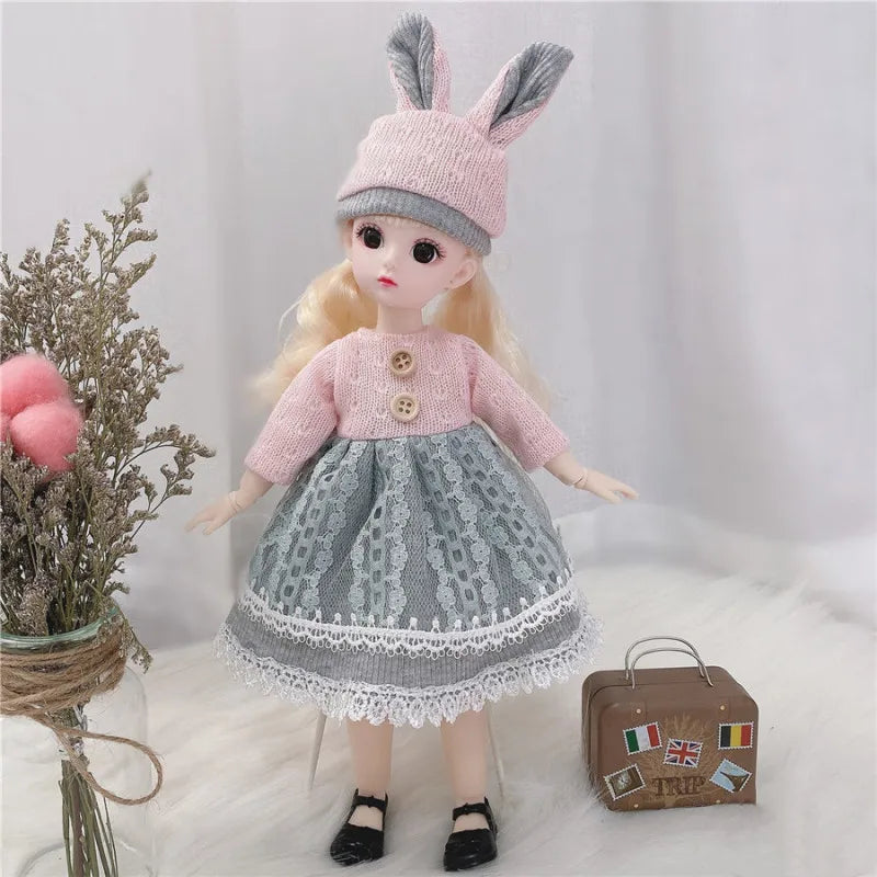 30cm BJD Doll 1/6 Scale 12 Joints 3D Eyes with Clothes & Shoes Fashion BJD Doll Babs 3 One Size