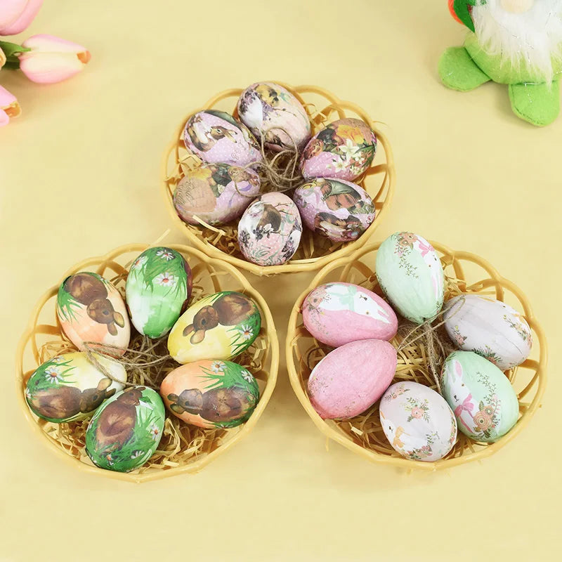 6-Piece Easter Foam Egg & Rabbit Hanging Ornaments Set Easter Hanging Ornaments Babs