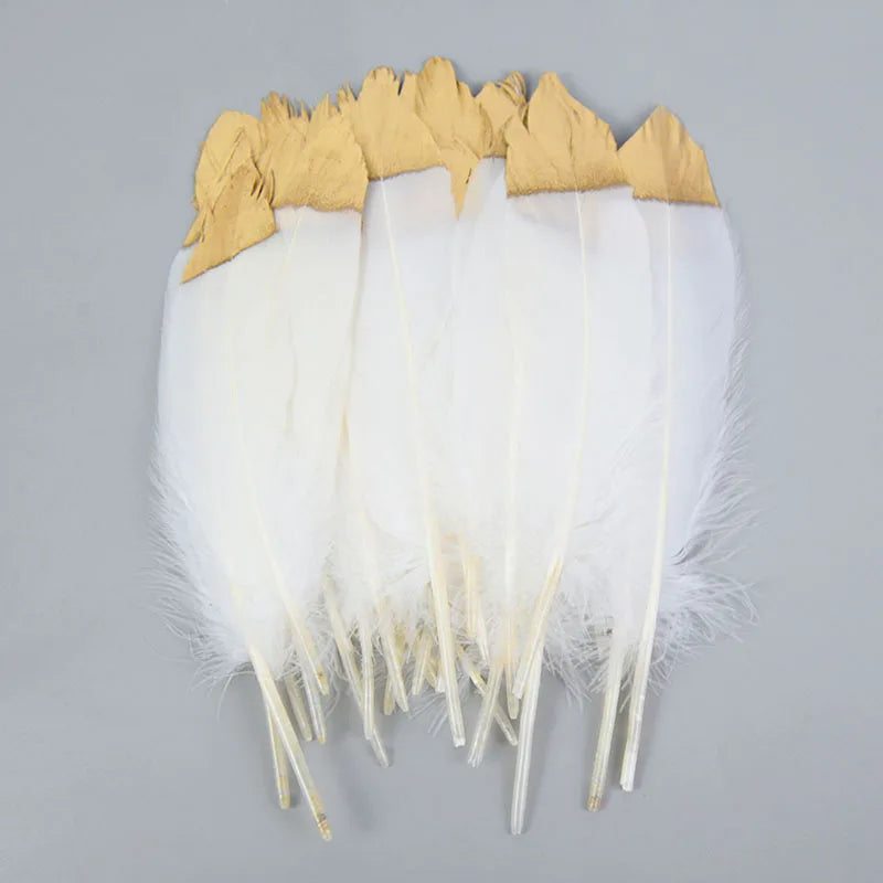 Gold Dipped Goose Feathers – Wedding & DIY Décor (10/20 Pcs) Decorative Craft Feathers Babs C 20pcs