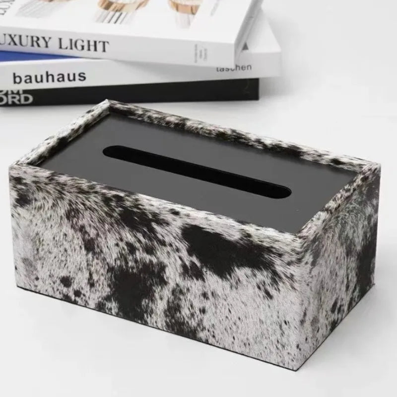 Nordic Leather Texture Luxury Tissue Box – Stainless Steel Holder Tissue Box Holder Babs