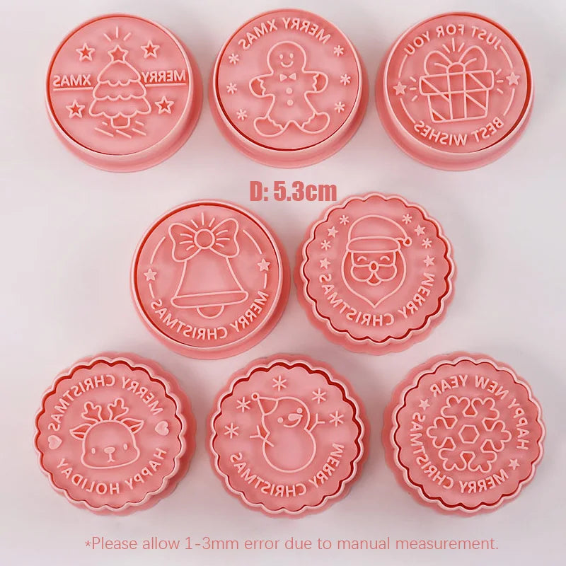 8-Pc Christmas Cookie Cutters & Stamp Set – Holiday Baking Cookie Cutter Set Babs