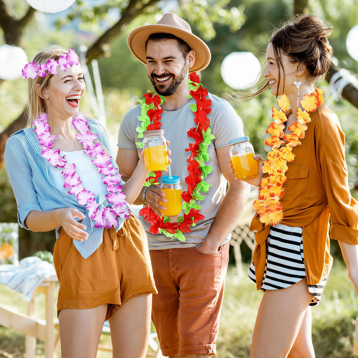 Hawaiian Flower Lei Necklace – Luau Party Decoration & Favor Flower Lei Necklace Babs
