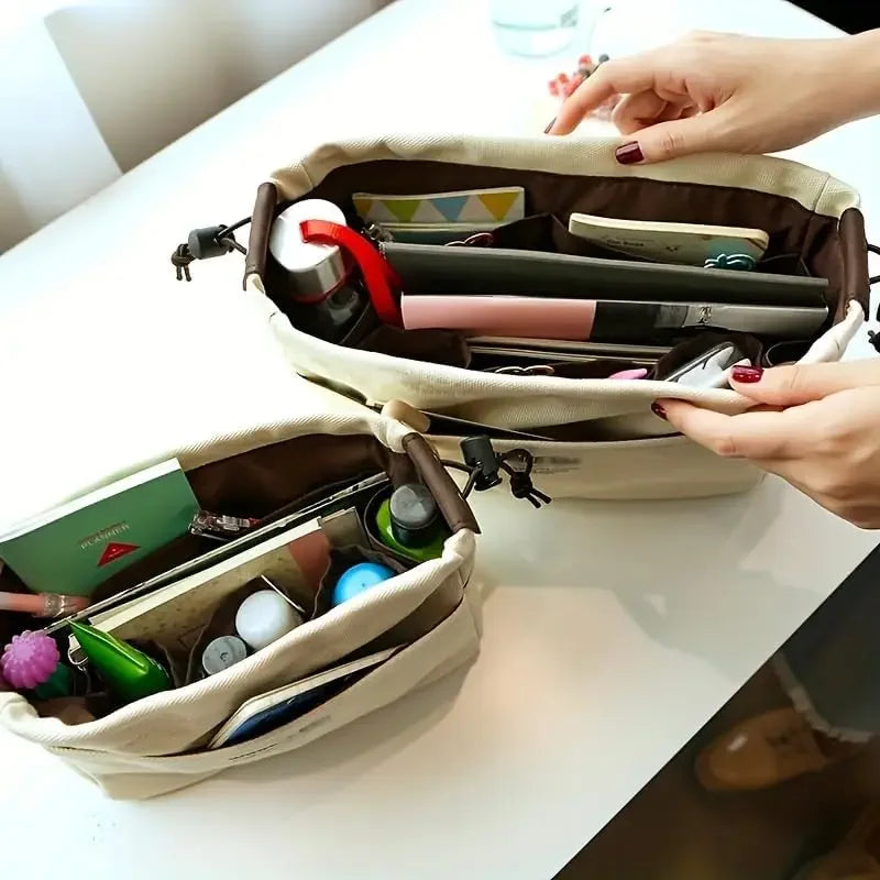 Canvas Cosmetic Bag – Waterproof Multi-Compartment Travel Organizer Cosmetic Travel Bag Babs
