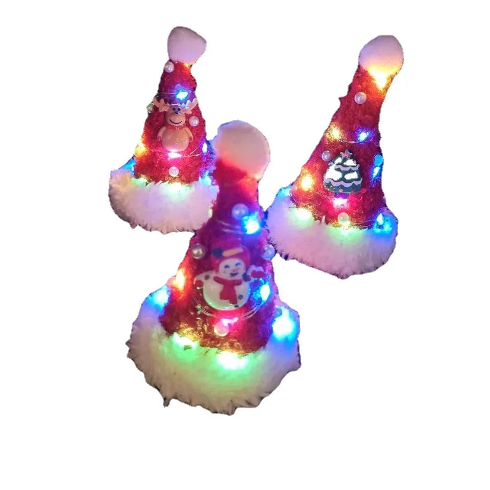 20pcs LED Glow Christmas Hair Clips Elk Antlers & Santa Hat LED Party Hair Clips Babs