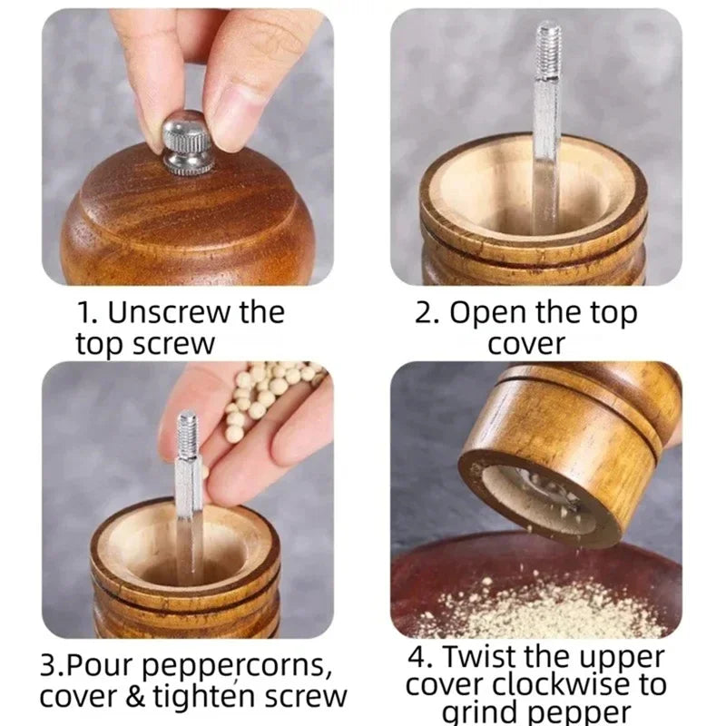 Solid Wood Salt & Pepper Grinder | Adjustable Ceramic Core Salt & Pepper Mill Babs
