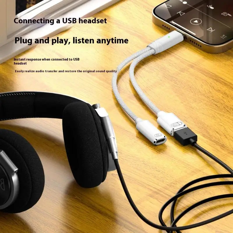 2-in-1 USB-C Splitter – Dual Audio & PD 100W Fast Charger USB-C Adapter Babs