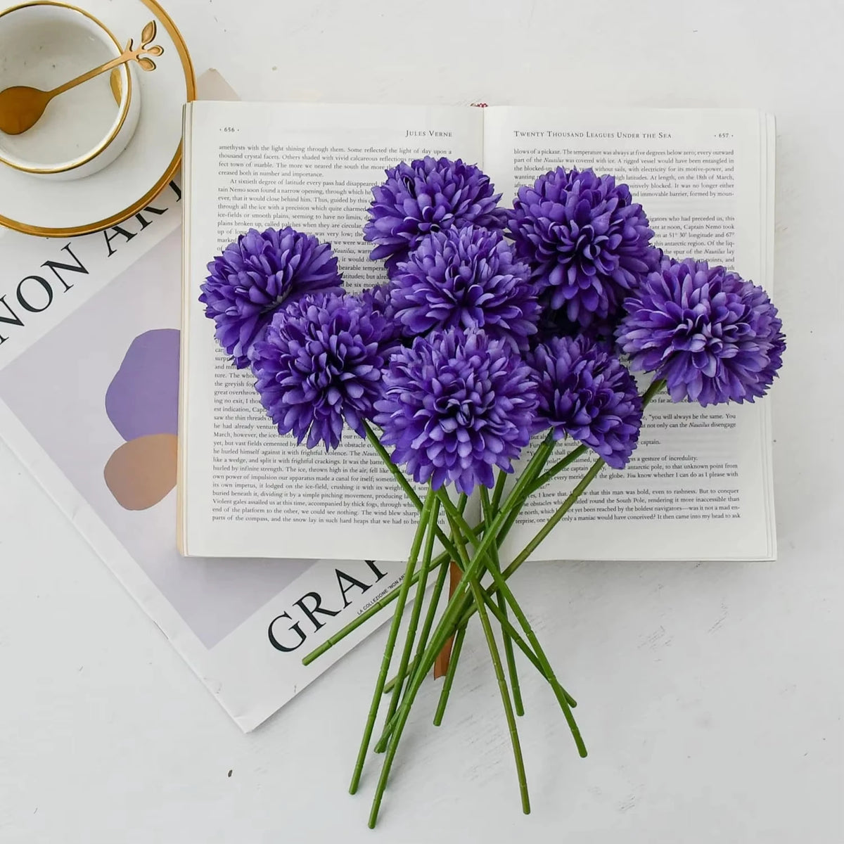 Silk Artificial Dandelion & Hydrangea Flowers – 2/4 Pcs Artificial Flower Bouquet Babs