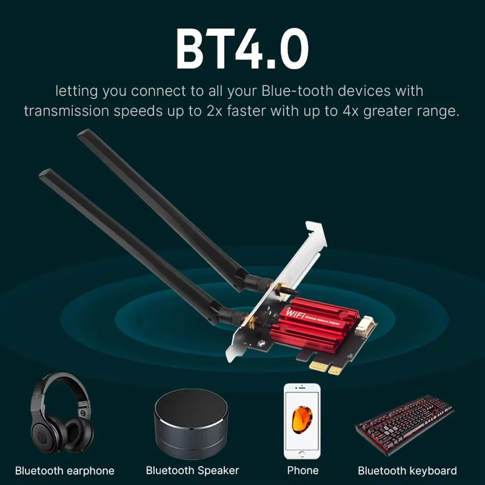 KEBIDUMEI AC1200 Dual Band PCIe WiFi Card + Bluetooth 4.2 PCIe WiFi Adapter Babs