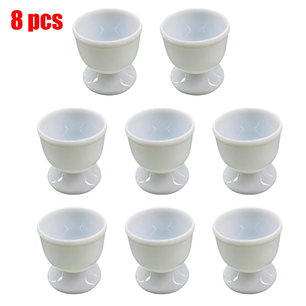 White Plastic Egg Cup Holders – Hard & Soft Boiled Eggs Set Egg Cup Holder Babs 8pcs