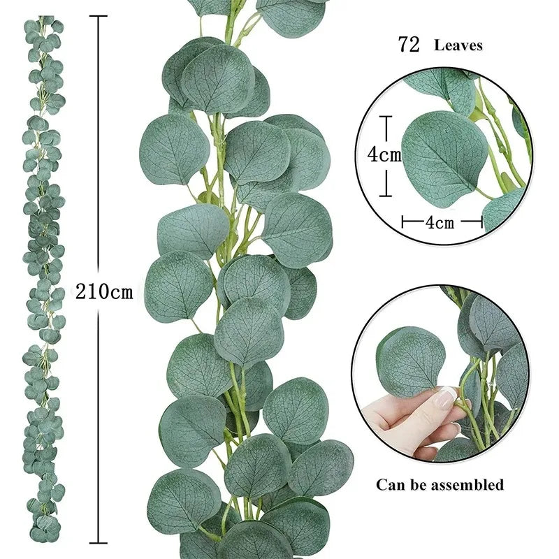 210cm Artificial Eucalyptus Wreath – Green Leaf Home & Wedding Decor Artificial Flower Wreath Babs