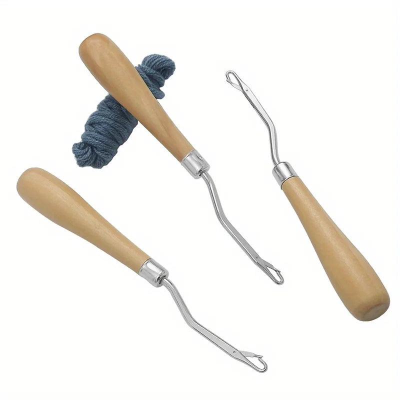 Latch Hook Crochet Tool – Wood Handle for Rug & Hair Weaving Latch Hook Tool Babs