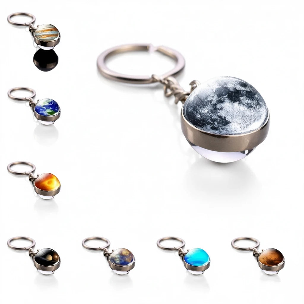 Solar System Planet Glass Ball Keychain – Galaxy Space Art Glass Ball Keychain Babs