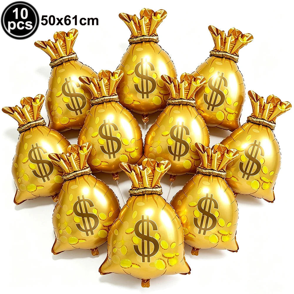 Dollar Sign Foil Curtain & Money Balloon Party Decor Set Party Decoration Set Babs MINT GREEN As pictures show