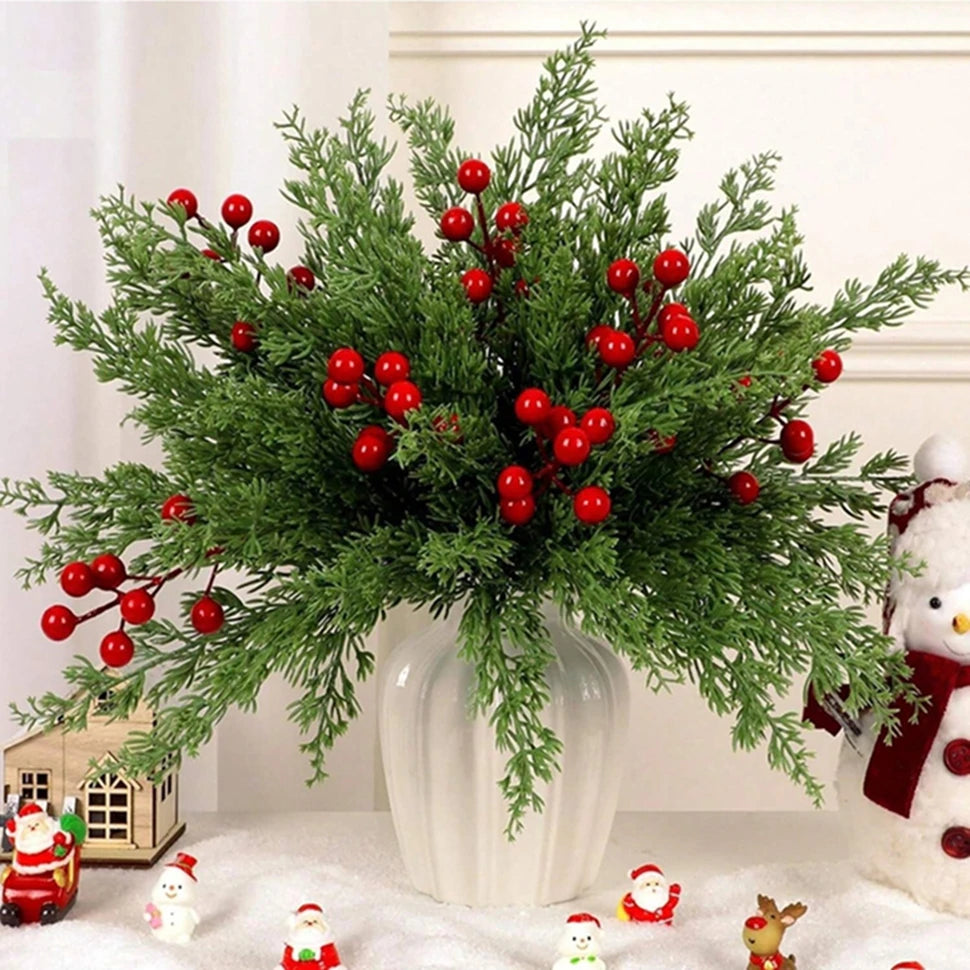 50/100Pcs Artificial Holly Berry Branches – Christmas & Home Decor Artificial Holly Branches Babs