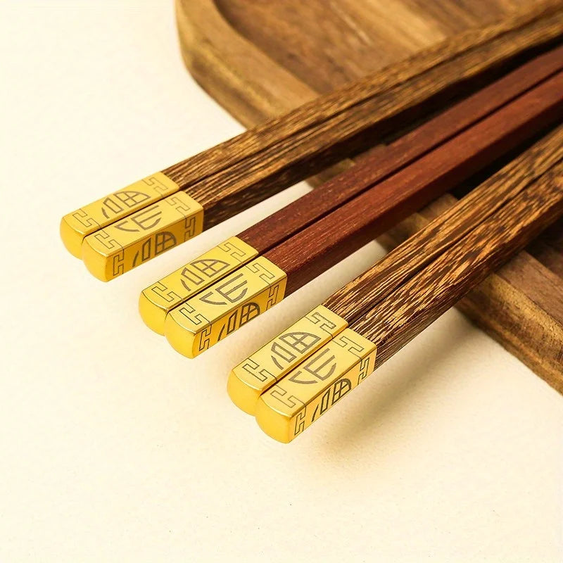 Rosewood Wooden Chopsticks Set – 3 Pairs, Japanese Style Wooden Chopstick Set Babs
