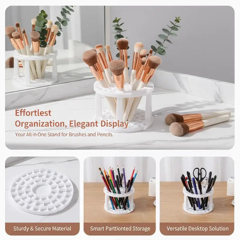 Multi-Hole Plastic Makeup Brush & Pencil Desk Organizer Desk Organizer Babs