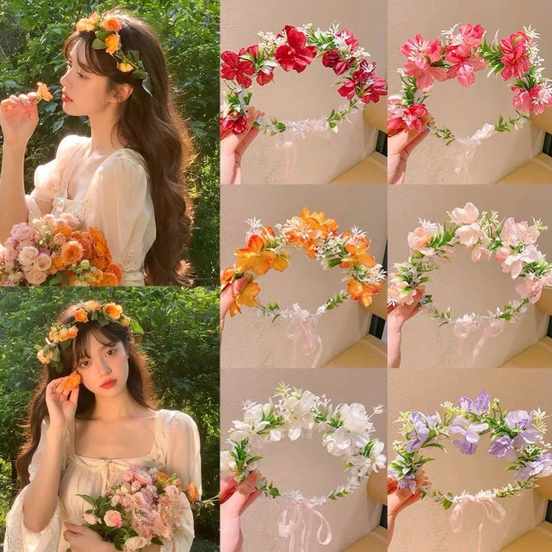 Boho Artificial Flower Crown Wreath Headband – Bridal & Party Flower Crown Headband Babs