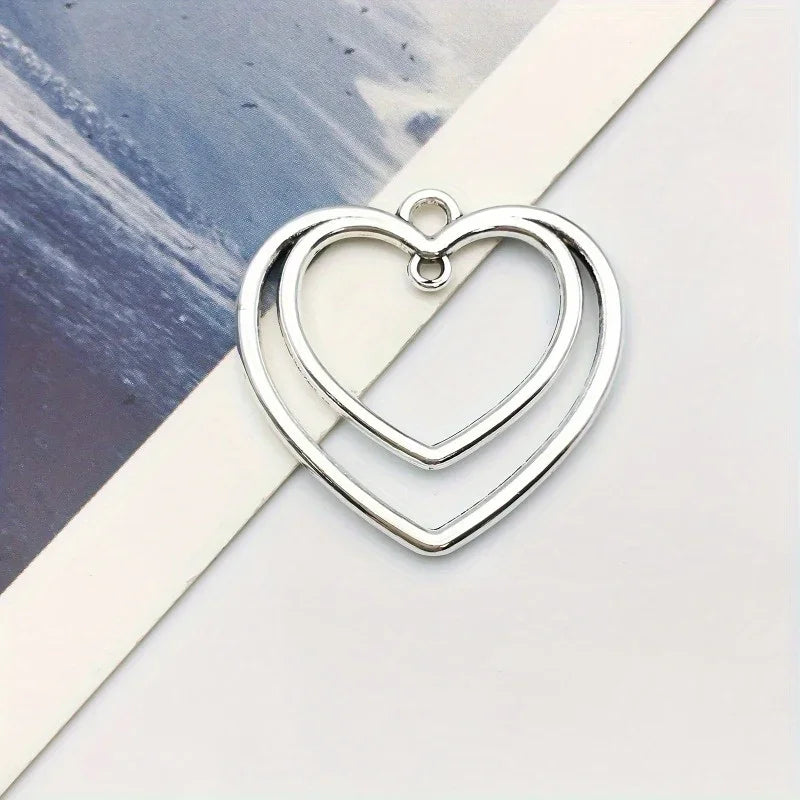 20pcs Vintage Silver Double Heart Alloy Charms – Jewelry Making Jewelry Making Charms Babs