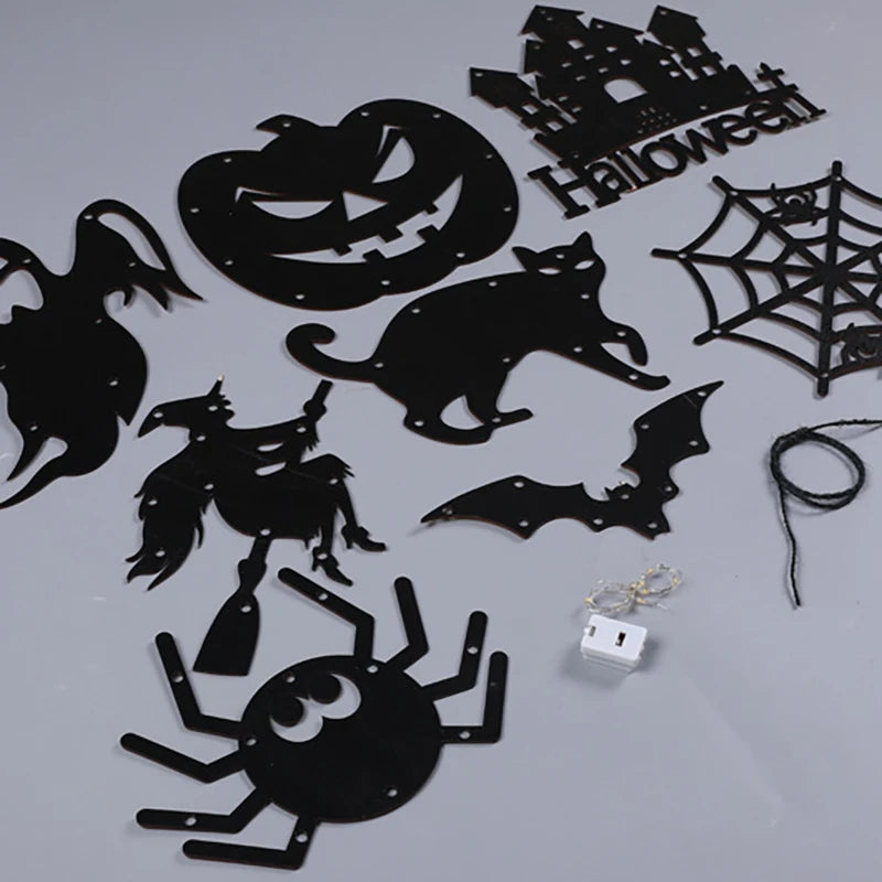 10 LED Halloween Hanging Decoration – Castle, Witch & Ghost Halloween Hanging Decor Babs