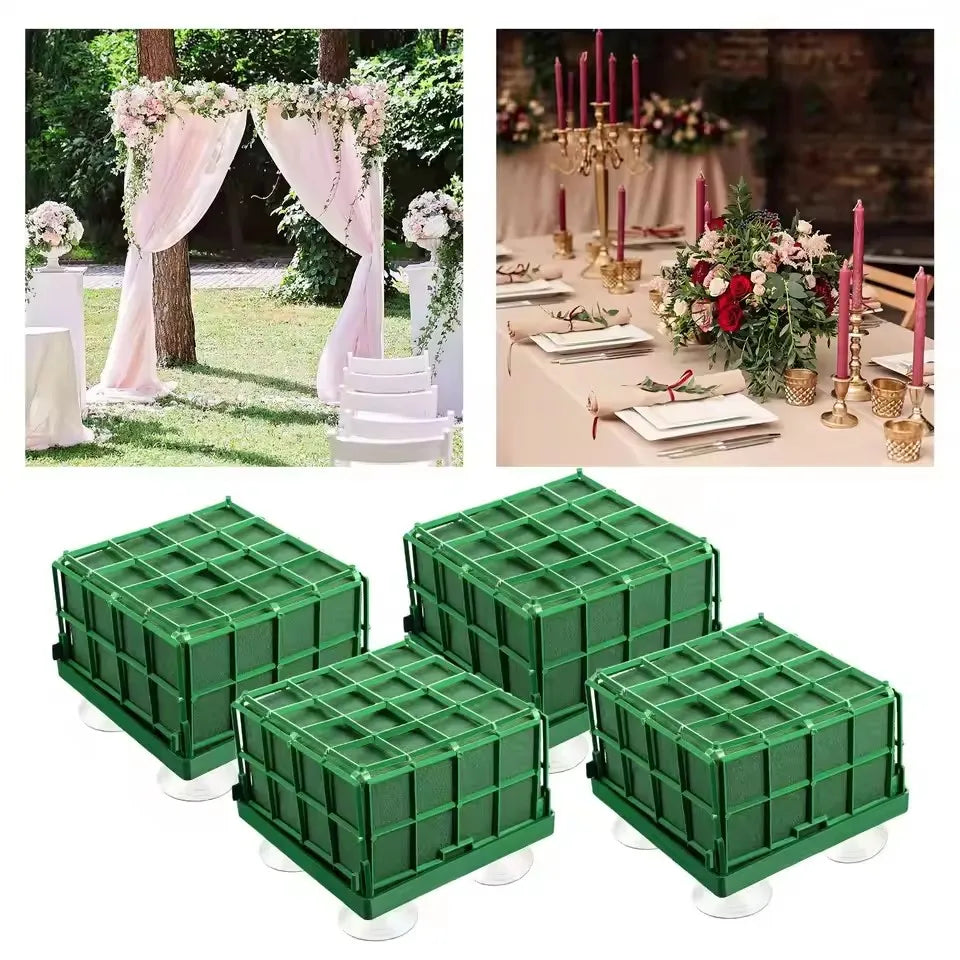 Square Flower Foam Blocks with Suction Cup – 1-4 Pcs Floral Foam Holder Babs