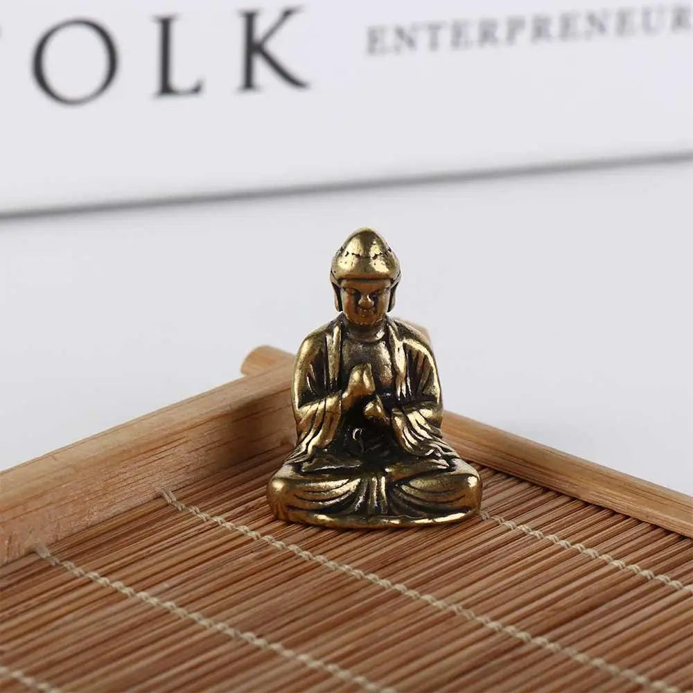 Miniature Brass Buddha Figurine Desktop Ornament | Bonsai Decor Decorative Figurine Babs