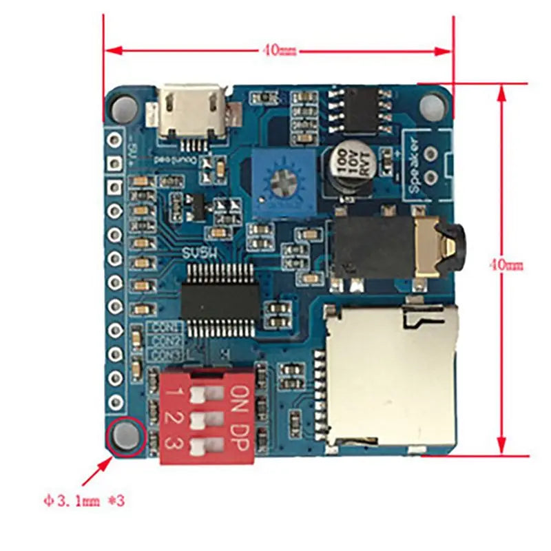 DY-SV5W Voice Playback Module 5W MP3 UART I/O Trigger – 2 Pack Audio Playback Module Babs