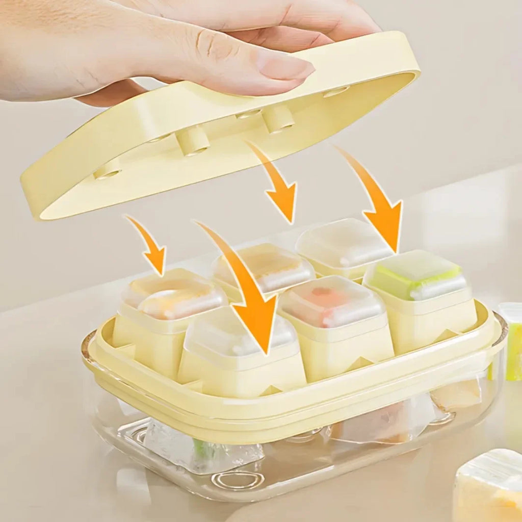 6-Grid Silicone Ice Cube Mold with Cover – Food Grade Tray Silicone Ice Tray Babs