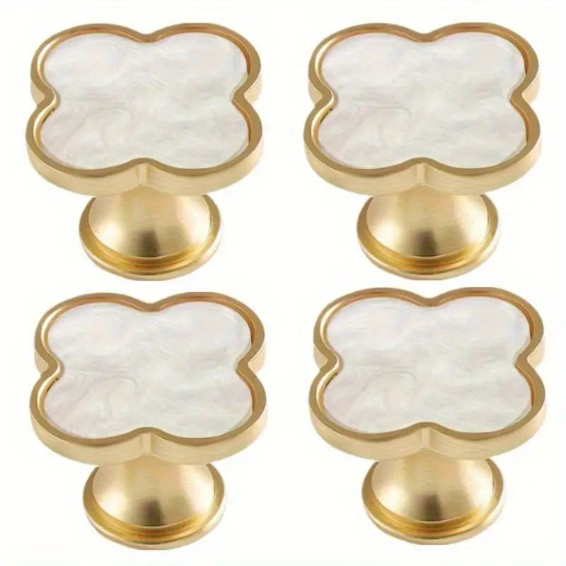 4-Pack Four Leaf Clover Cabinet Drawer Pull Handles – Zinc Alloy Cabinet Drawer Pulls Babs