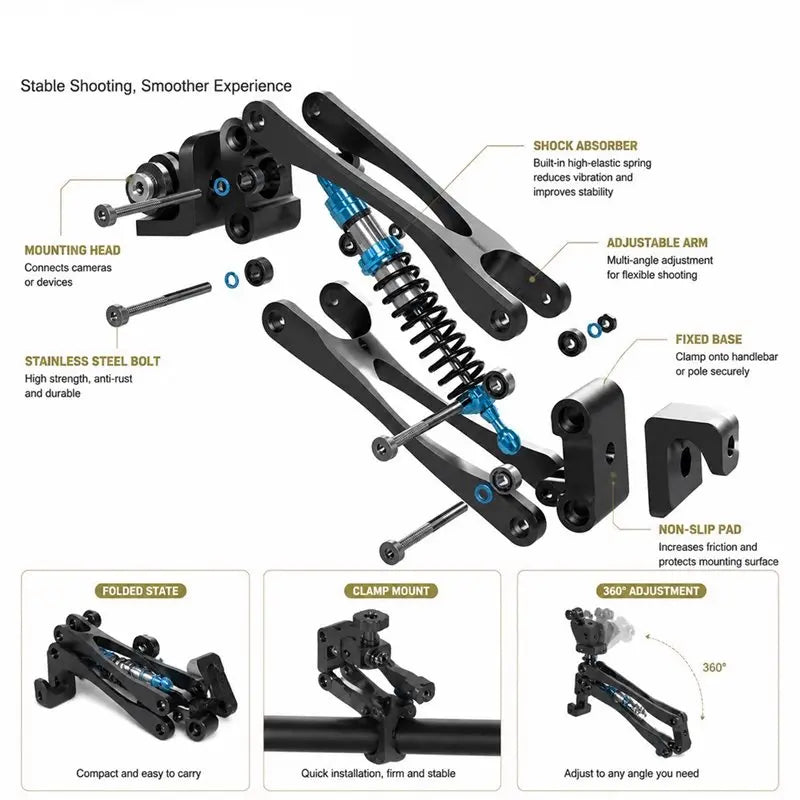Bike & Motorcycle Mount for DJI Action 5 Pro, GoPro 13 & X4 Camera Stabilizer Mount Babs