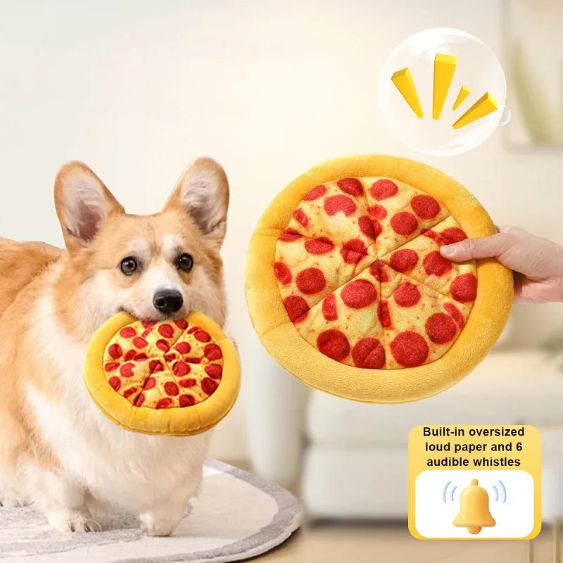 Plush Dog Squeaky Toy – Doughnut & Pizza Chew Toy for Dogs Dog Squeaky Toy Babs
