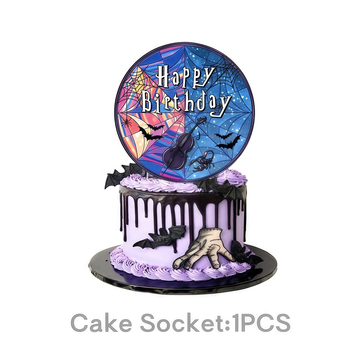 Addams Dark Academia Birthday Party Kit – Balloons, Plates & Backdrop Party Decoration Kit Babs 1pc Cake topper others