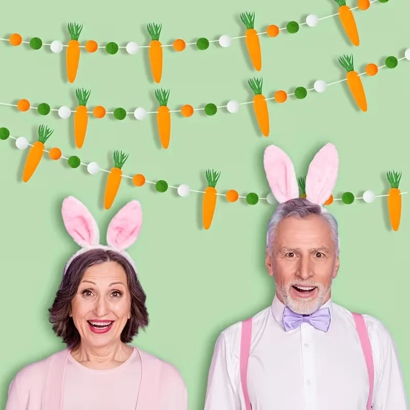 Easter Carrot Pom Pom Garland Felt Bunting Banner Decoration Easter Party Decoration Babs