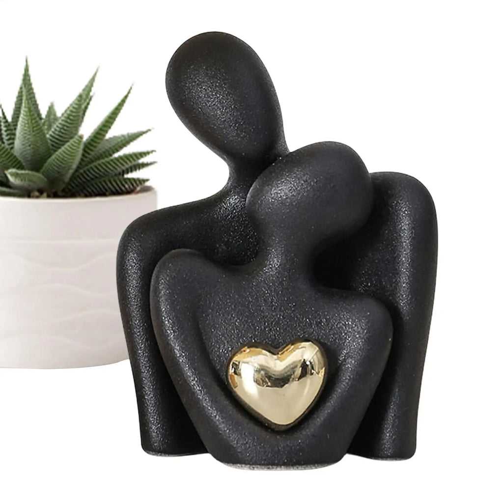 Ceramic Couple Hugging Figurine – Modern Abstract Love Sculpture Decorative Figurine Babs