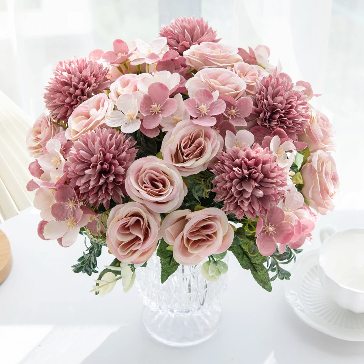Silk Artificial Flower Bouquet – Rose Peony Hydrangea Home Decor Artificial Flower Bouquet Babs