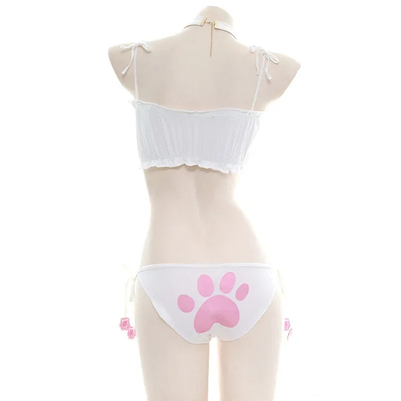 Anime Cat Paw Bikini Cosplay Swimsuit Set – Top & Shorts Cosplay Swimsuit Set Babs