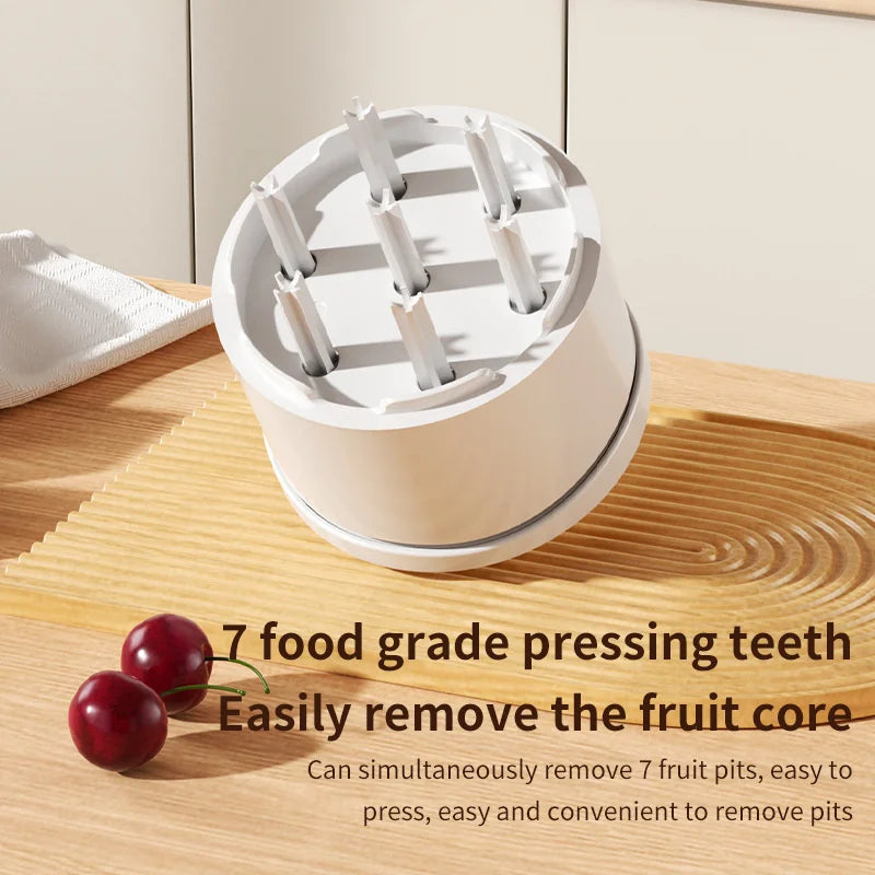 7-Hole Cherry Pitter & Olive Corer – One-Hand Press Tool Fruit Pitter Corer Babs