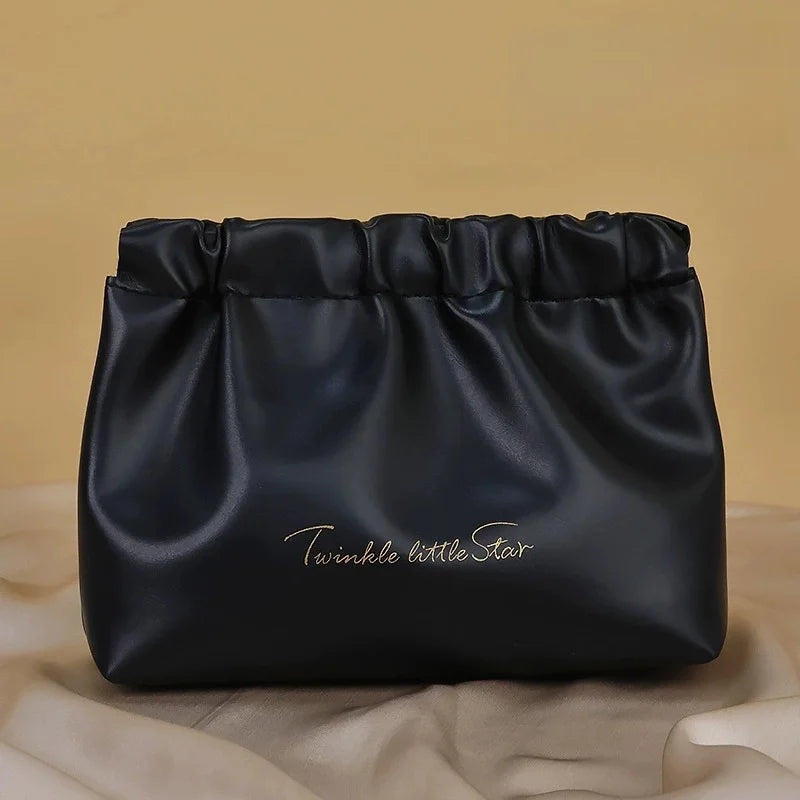 PU Vegan Leather Travel Makeup Bag & Cosmetic Pouch Cosmetic Makeup Bag Babs black S
