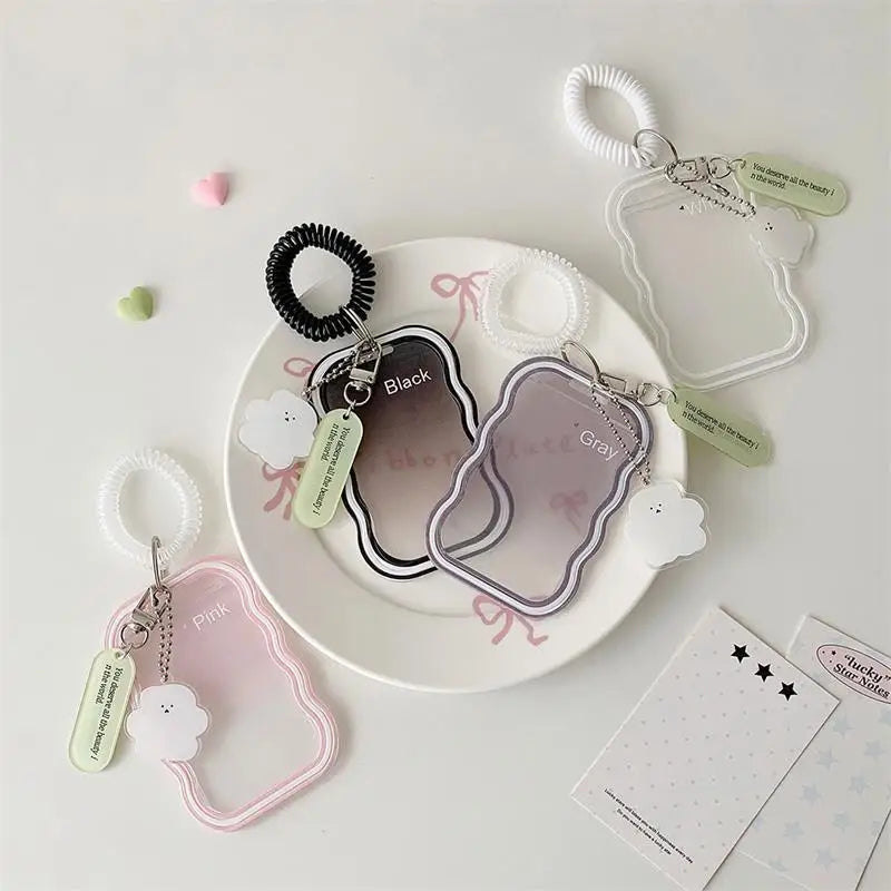Silicone Photocard Holder Keychain with Elastic Rope Pendant Card Holder Keychain Babs