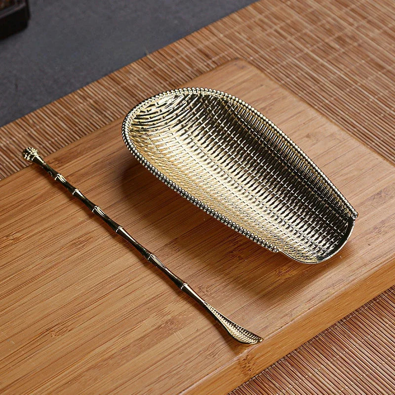 2Pcs Alloy Kung Fu Tea Scoop Set – Handmade Tea Shovel Tools Tea Ceremony Tools Babs Golden