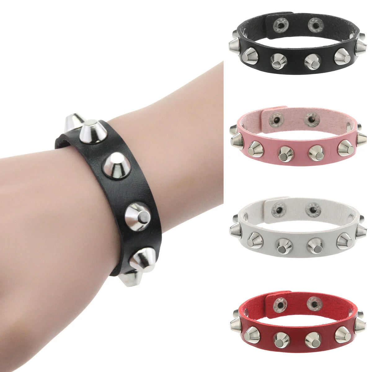 Punk PU Leather Rivet Cuff Bracelet – Unisex Rock Style Leather Cuff Bracelet Babs
