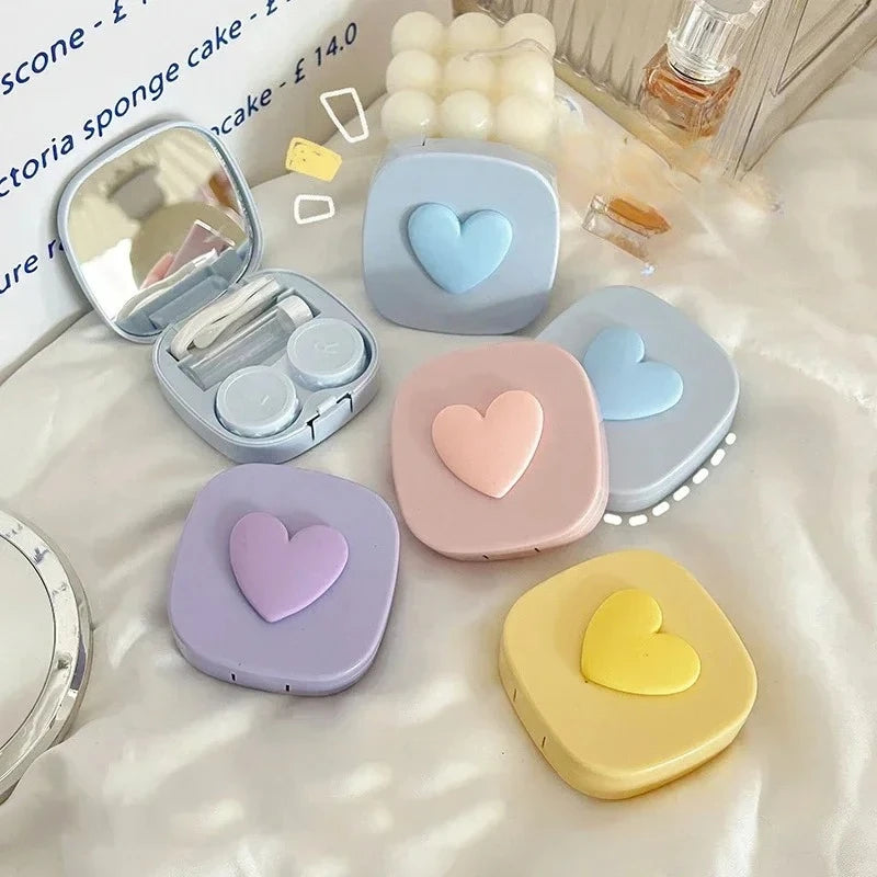 Heart Contact Lens Case with Mirror – Cute Travel Kit Contact Lens Case Babs